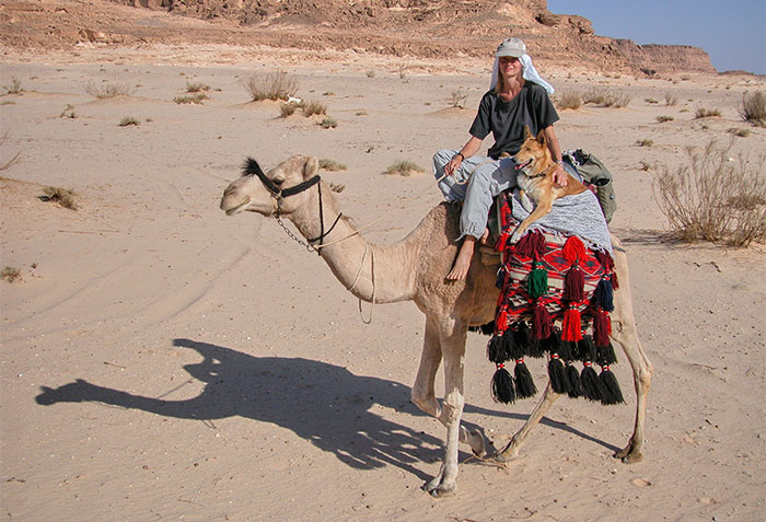 Ari mit Steffi auf einem Kamel